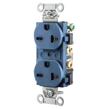 Hubbell Wiring Device-Kellems Straight Blade Receptacle, 6-20R, 20 A, 250V AC, 2 Pole, 3 Wire, Flush Mount, Grounded 5462BL